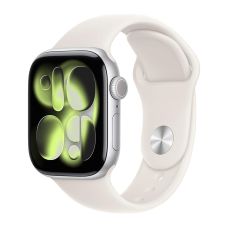 Apple Watch Series 11, 42 mm, Silver Aluminum Starlight Sport Band M/L