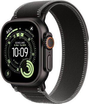 Apple Watch Ultra 3, Black Titanium Case with Black/Charcoal Trail Loop (M/L)