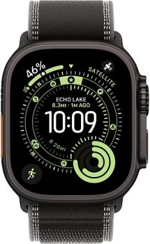 Apple Watch Ultra 3, Black Titanium Case with Black/Charcoal Trail Loop (M/L)