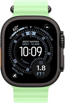 Apple Watch Ultra 3, Black Titanium Case with Neon Green Ocean Band