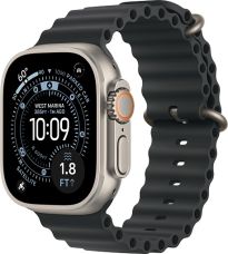 Apple Watch Ultra 3, Natural Titanium Case with Black Ocean Band