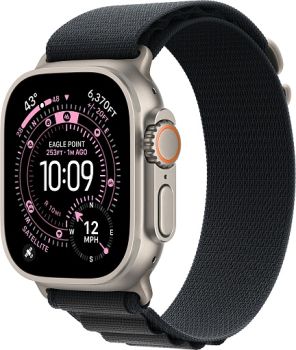 Apple Watch Ultra 3, Natural Titanium Case with Black Alpine Loop (L)