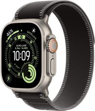 Apple Watch Ultra 3, Natural Titanium Case with Black/Charcoal Trail Loop (M/L)