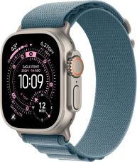 Apple Watch Ultra 3, Natural Titanium Case with Light Blue Alpine Loop (L)