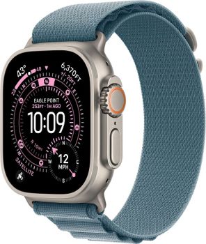 Apple Watch Ultra 3, Natural Titanium Case with Light Blue Alpine Loop (L)