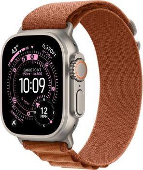 Apple Watch Ultra 3, Natural Titanium Case with Terra Cotta Alpine Loop (L)