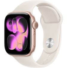 Apple Watch Series 11, 42 mm, Rose Gold Aluminum Starlight Sport Band S/M