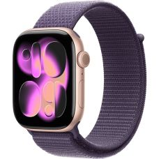 Apple Watch Series 11 46mm, Rose Gold Aluminum Case with Sport Loop Purple Fog